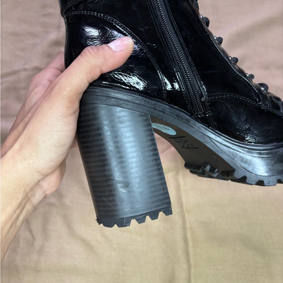 Black GBG Faux Leather Chunky Heel Boots - Picture 4 of 16